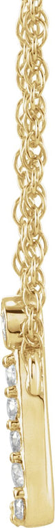14K Gold Round Natural Diamond Lowercase Initial Necklace - Yellow Gold - view 2