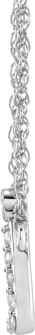 14K Gold Round Natural Diamond Lowercase Initial Necklace - White Gold - view 2