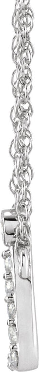 14K Gold Round Natural Diamond Lowercase Initial Necklace - White Gold - view 2