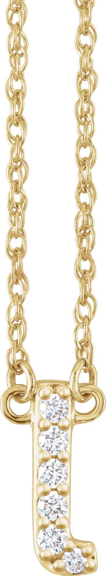 14K Gold Round Natural Diamond Lowercase Initial Necklace - Yellow Gold