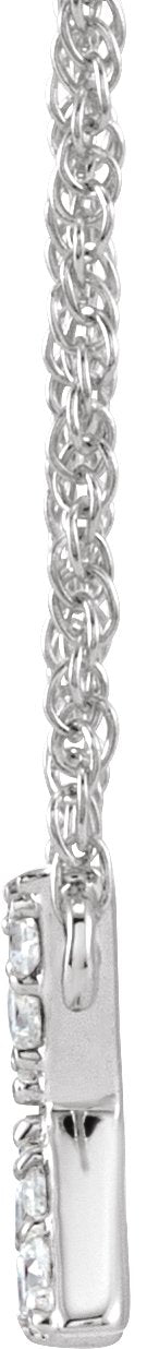 14K Gold Round Natural Diamond Lowercase Initial Necklace - White Gold - view 2