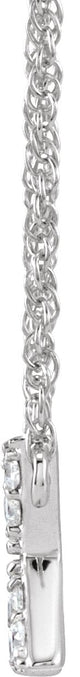14K Gold Round Natural Diamond Lowercase Initial Necklace - White Gold - view 2