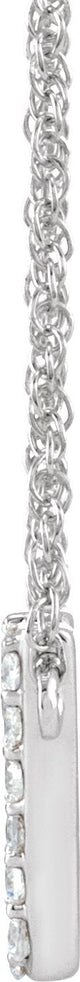 14K Gold Round Natural Diamond Lowercase Initial Necklace - White Gold - view 2