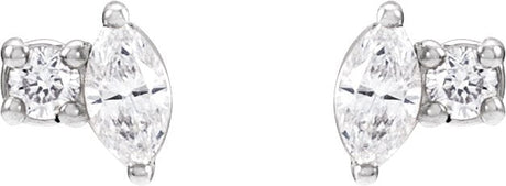 Platinum Marquise Natural Diamond Accented Stud Earrings - view 2