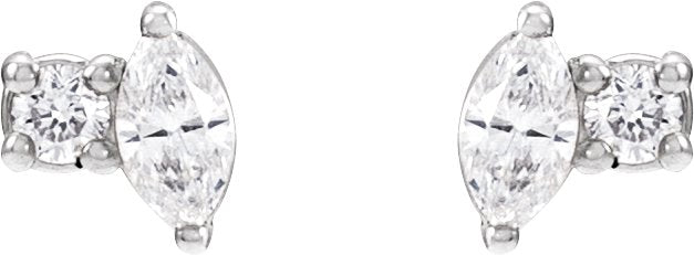 Platinum Marquise Natural Diamond Accented Stud Earrings - view 2