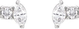 14K Gold Marquise Natural Diamond Accented Stud Earrings - White Gold - view 2