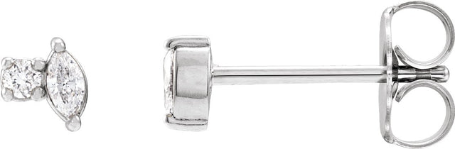 Platinum Marquise Natural Diamond Accented Stud Earrings
