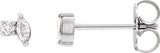 14K Gold Marquise Natural Diamond Accented Stud Earrings - White Gold