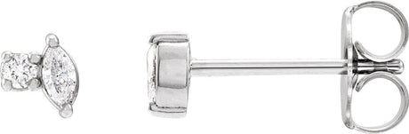 14K Gold Marquise Natural Diamond Accented Stud Earrings - White Gold