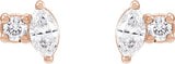 14K Gold Marquise Natural Diamond Accented Stud Earrings - Rose Gold - view 2