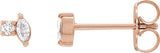 14K Gold Marquise Natural Diamond Accented Stud Earrings - Rose Gold
