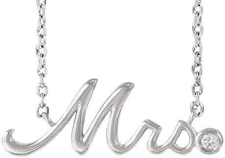 Platinum Round Natural Diamond "Mrs" Necklace