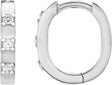 Platinum Round Natural Diamond Elongated Hoop Earrings