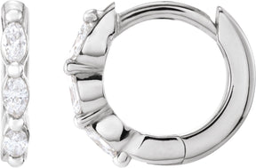 Platinum Natural Diamond Marquise Hoop Earrings