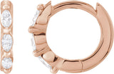 14K Gold Natural Diamond Marquise Hoop Earrings - Rose Gold