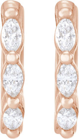14K Gold Natural Diamond Marquise Hoop Earrings - Rose Gold - view 2