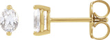 14K Gold Natural Diamond Oval 2-Prong Stud Earrings - Yellow Gold