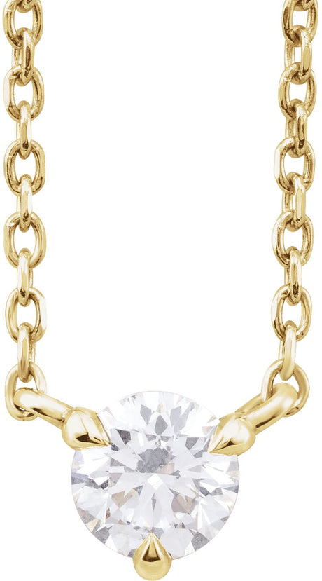 14K Gold Round Natural Diamond Solitaire Necklace – 1/5 CTW - Yellow Gold