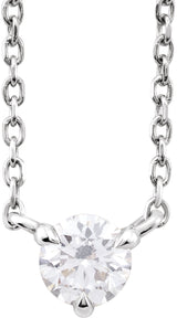 Platinum Round Natural Diamond Solitaire Necklace – 1/5 CTW