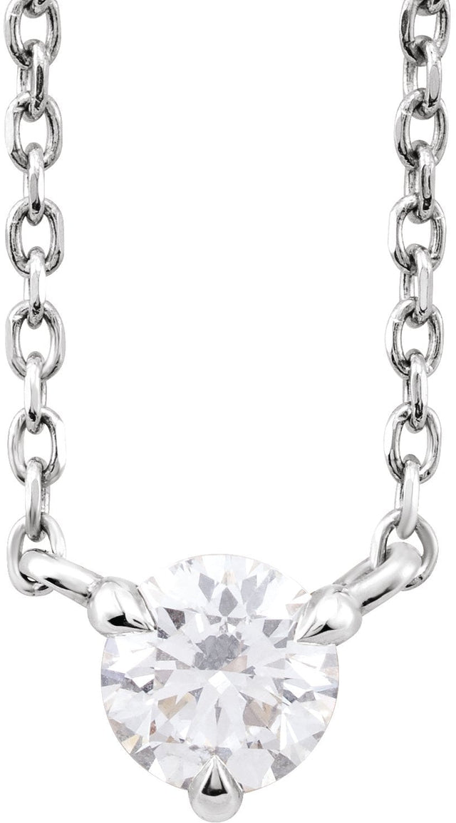 Platinum Round Natural Diamond Solitaire Necklace – 1/5 CTW
