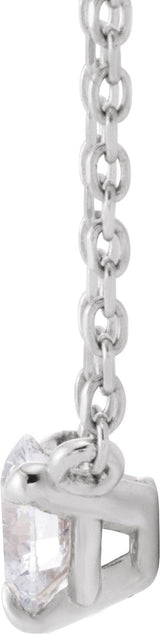 14K Gold Round Natural Diamond Solitaire Necklace – 1/5 CTW - White Gold - view 2