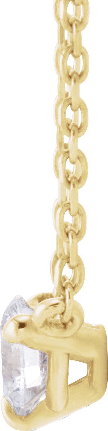 14K Gold Round Natural Diamond Solitaire Necklace – 1/5 CTW - Yellow Gold - view 2