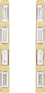 14K Gold Natural Diamond Bar Earrings - Yellow Gold - view 2