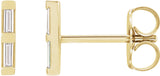 14K Gold Natural Diamond Bar Earrings - Yellow Gold