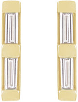 14K Gold Natural Diamond Bar Earrings - Yellow Gold - view 2