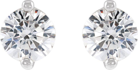 Platinum Natural Diamond Round 2-Prong Stud Earrings - view 2
