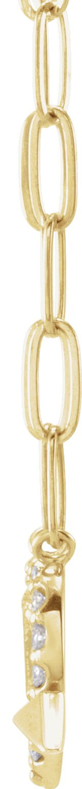 14K Gold Round Natural Diamond Accented Heart & Arrow Necklace - Yellow Gold - view 2