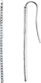 Platinum Round Natural Diamond Bar Earrings