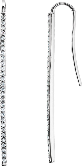 Platinum Round Natural Diamond Bar Earrings