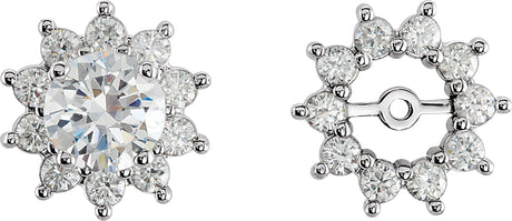 14K Gold Natural Diamond Halo-Style Earring Jackets VI - White Gold