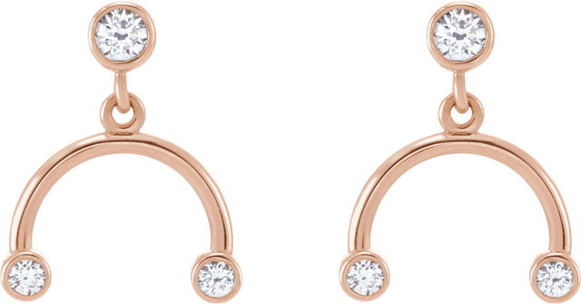 14K Gold Round Natural Diamond Accented Mobile Earrings - Rose Gold - view 2