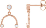 14K Gold Round Natural Diamond Accented Mobile Earrings - Rose Gold