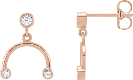 14K Gold Round Natural Diamond Accented Mobile Earrings - Rose Gold