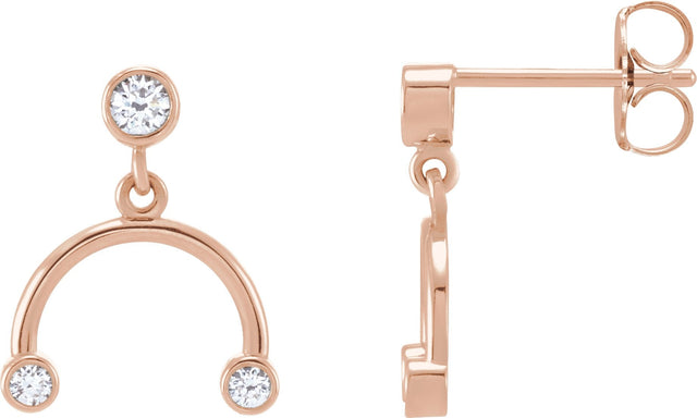 14K Gold Round Natural Diamond Accented Mobile Earrings - Rose Gold