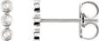 Platinum Round Natural Diamond Three-Stone Bar Earrings – 1.5mm Stones