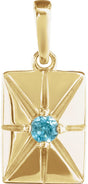14K Gold Round Natural Blue Zircon Accented Necklace or Pendant - Yellow Gold