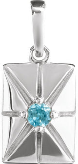 Platinum Round Natural Blue Zircon Accented Necklace or Pendant