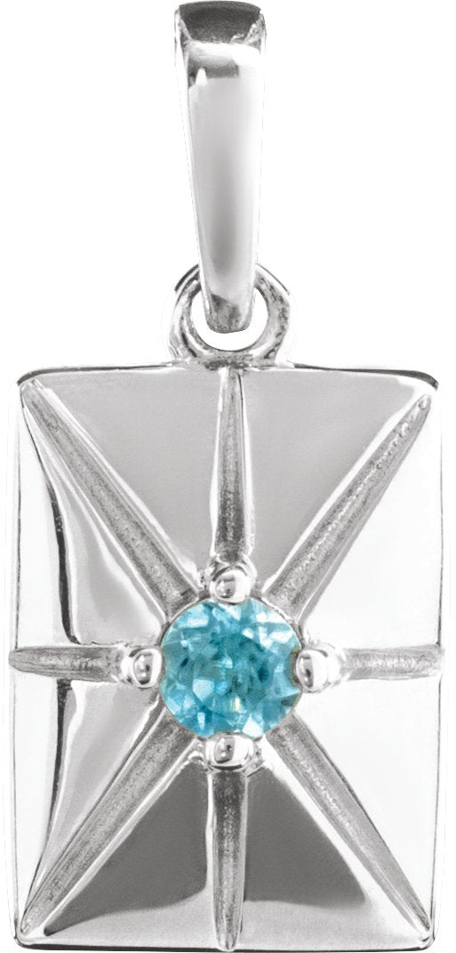 Platinum Round Natural Blue Zircon Accented Necklace or Pendant