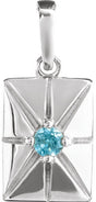 Platinum Round Natural Blue Zircon Accented Necklace or Pendant