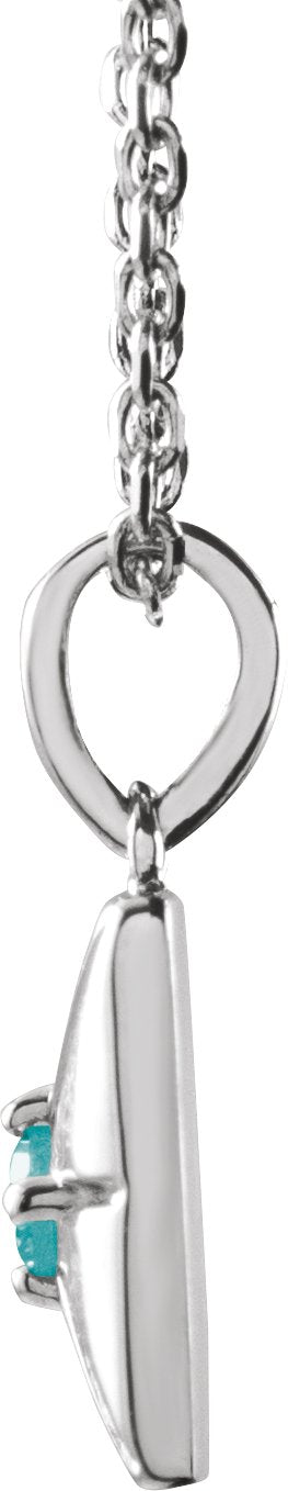14K Gold Round Natural Blue Zircon Accented Necklace or Pendant - White Gold - view 2