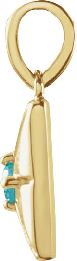 14K Gold Round Natural Blue Zircon Accented Necklace or Pendant - Yellow Gold - view 2
