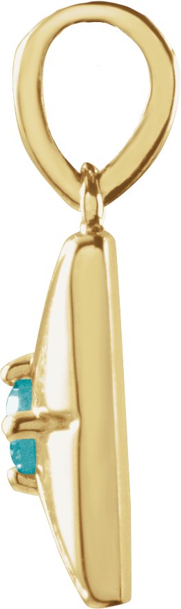 14K Gold Round Natural Blue Zircon Accented Necklace or Pendant - Yellow Gold - view 2