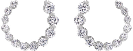 14K Gold Round Lab-Grown Diamond Front-Back Earrings - White Gold