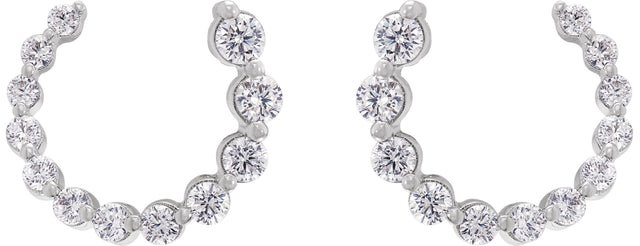 14K Gold Round Lab-Grown Diamond Front-Back Earrings - White Gold