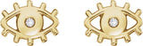 14K Gold Round Natural Diamond Evil Eye Earrings - Yellow Gold - view 2