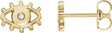 14K Gold Round Natural Diamond Evil Eye Earrings - Yellow Gold
